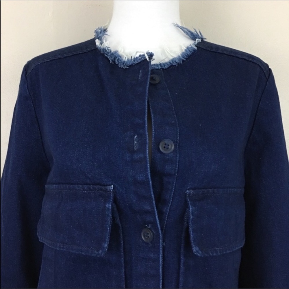 Zara Trafaluc‎ Jean Jacket XS 100% Cotton Relaxed Casual Grunge Edgy Shacket - Picture 4 of 8